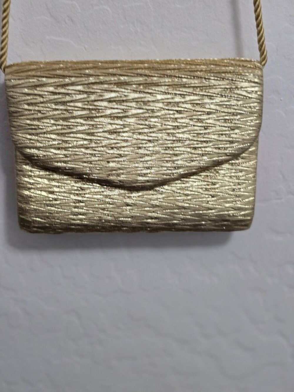 Vintage Vanessa Gold Evening Bag With Rope Strap Holiday Party Crossbody - Picture 9 of 11